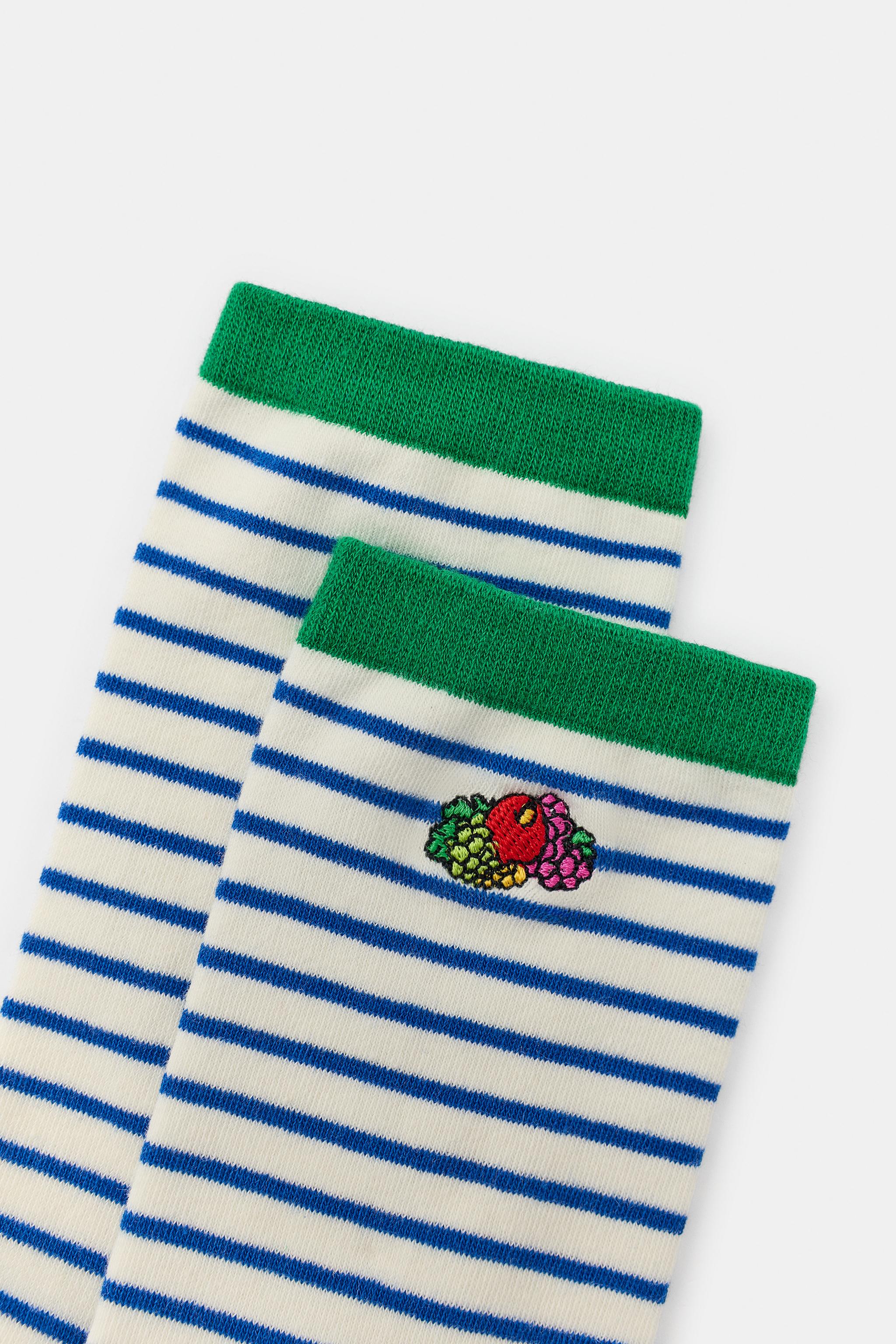 LOT DE 2 PAIRES CHAUSSETTES UNIES ET À RAYURES BRODÉES FRUIT OF THE LOOM™